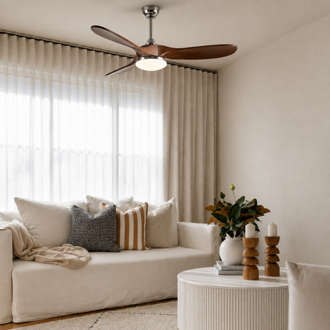 Ventilateur de plafond LED DC 3 Pales – Noyer Sable