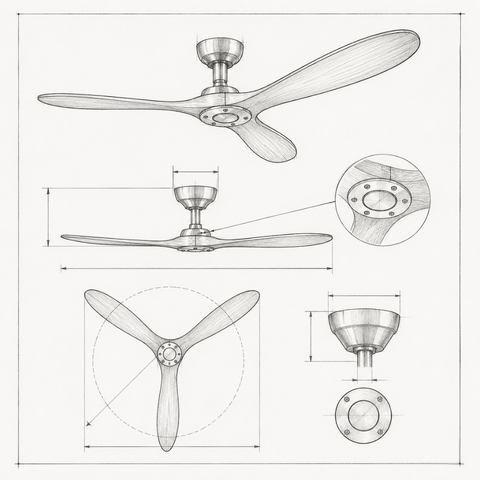 Ventilateur de plafond DC 3 Pales – Nickel Sable (Nuance 2)