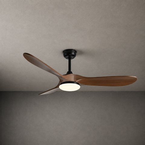 Ventilateur de plafond LED DC 3 Pales – Noyer Noir (Nuance 2)