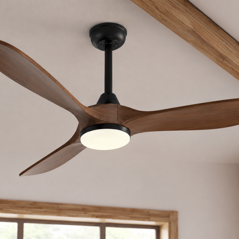 Ventilateur de plafond LED DC 3 Pales – Noyer Noir (Nuance 2)