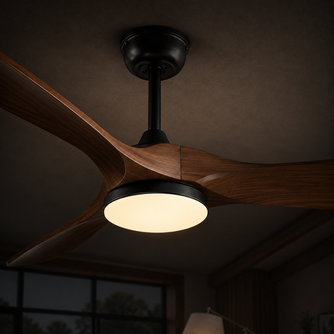 Ventilateur de plafond LED DC 3 Pales – Noyer Noir (Nuance 2)