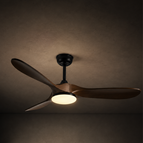 Ventilateur de plafond LED DC 3 Pales – Noyer Noir (Nuance 2)