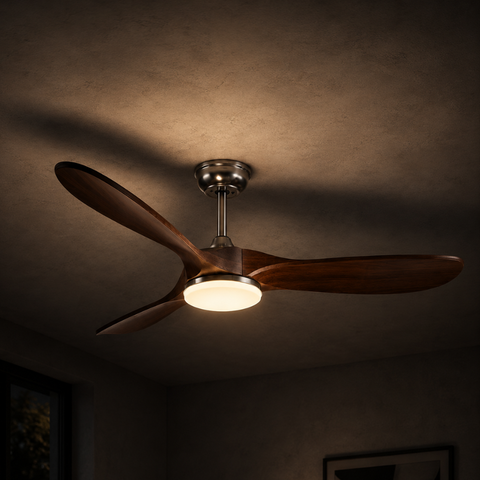 Ventilateur de plafond LED DC 3 Pales – Noyer Sable