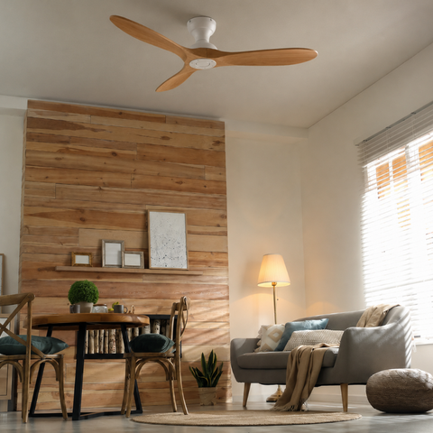 Ventilateur de plafond DC 3 Pales – Blanc Bois Massif