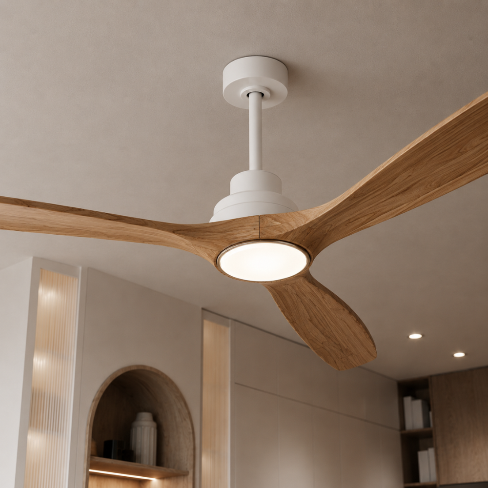 Ventilateur de plafond LED DC bois naturel – vue 7