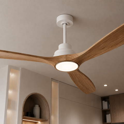 Ventilateur de plafond LED DC – Bois Naturel