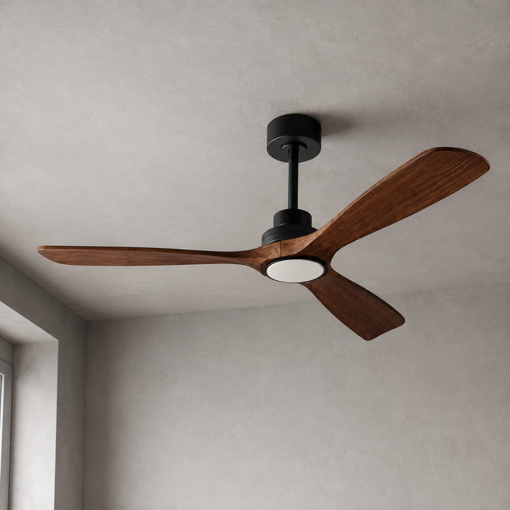 Ventilateur de plafond LED DC bois foncé – vue 2