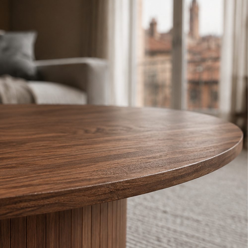 Duo de tables basses gigognes rondes bois foncé – vue 5