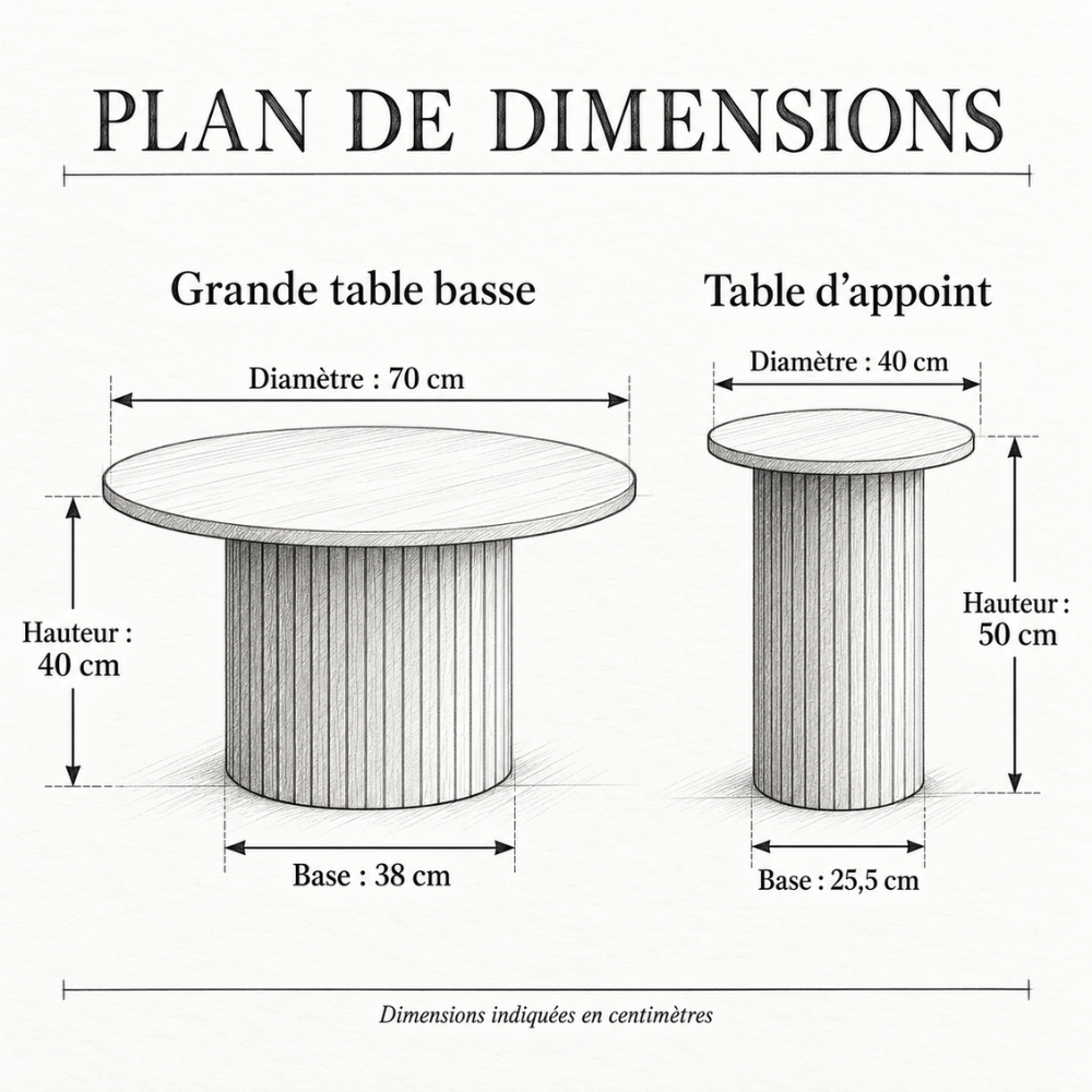 Duo de tables basses gigognes rondes – vue détaillée