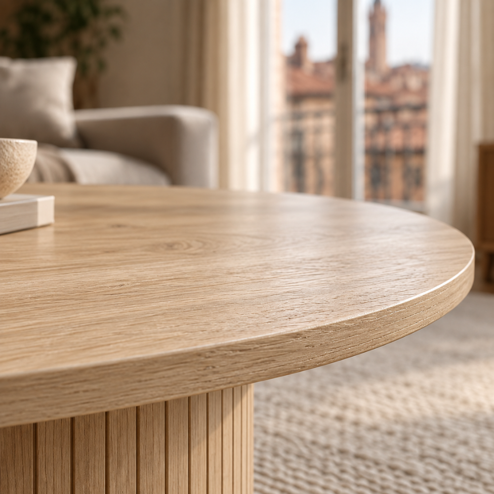 Duo de tables basses gigognes rondes bois clair – vue 3