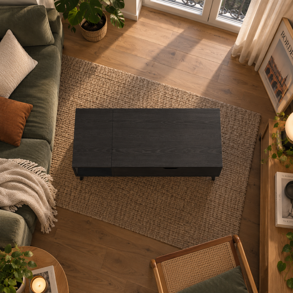 Table basse relevable noire avec rangement – vue 6