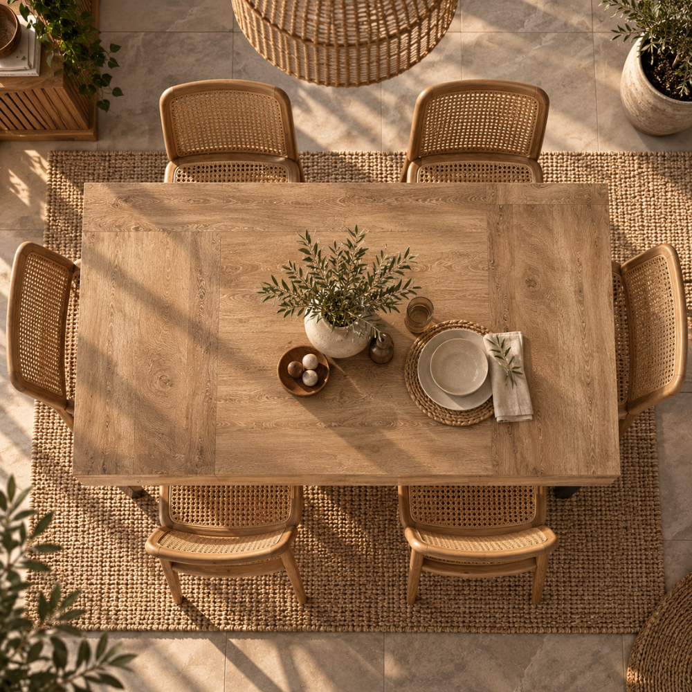 Table à manger industrielle bois rustique et métal noir – vue 4