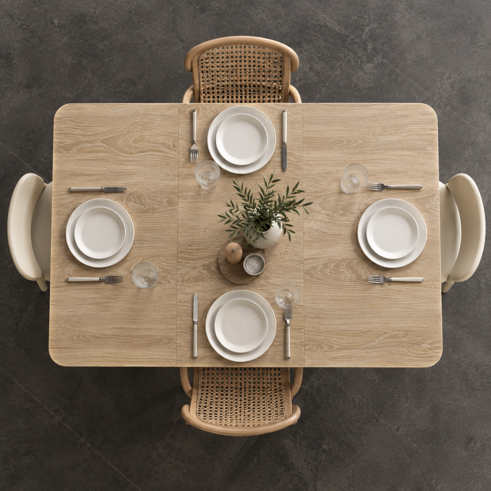 Table pliante bois naturel sur roulettes – vue 4