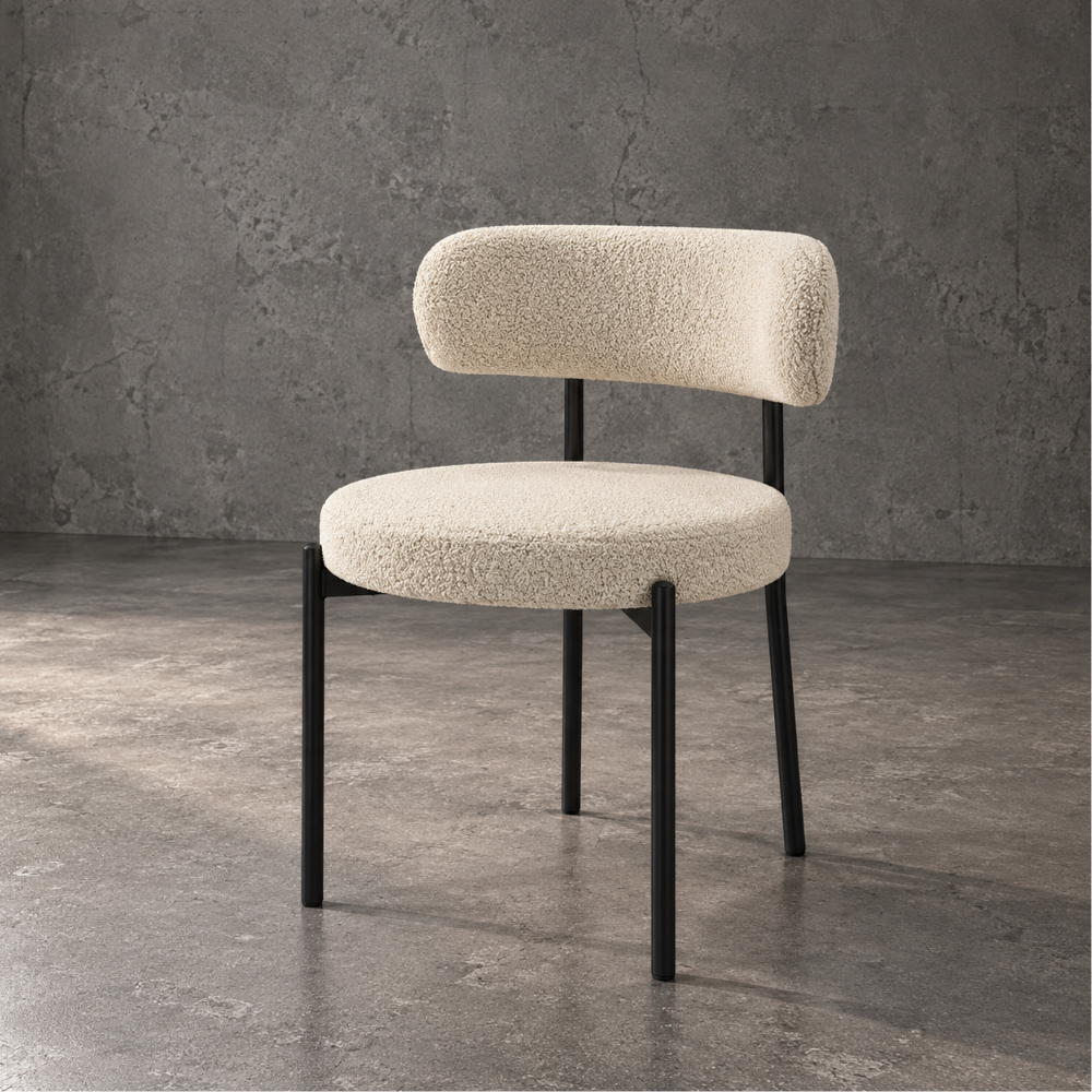 Chaises de salle à manger beige en tissu bouclé