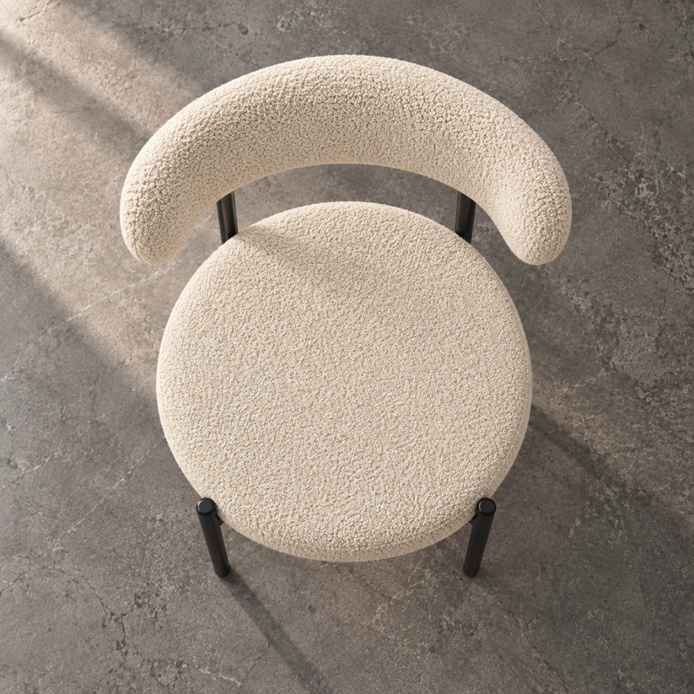 Chaises de salle à manger beige en tissu bouclé – vue 3
