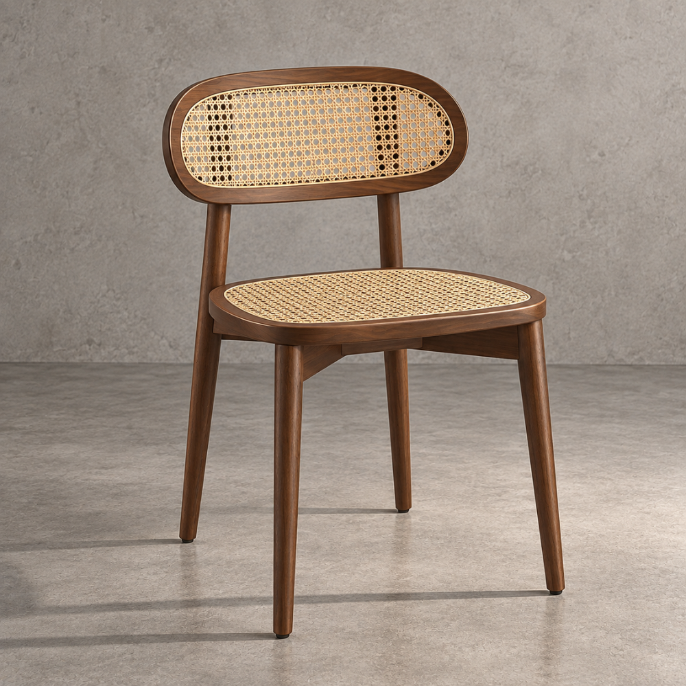 Chaises en rotin synthétique et bois massif, kaki foncé