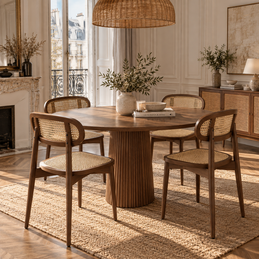Chaises en rotin synthétique et bois massif, kaki foncé – vue 4