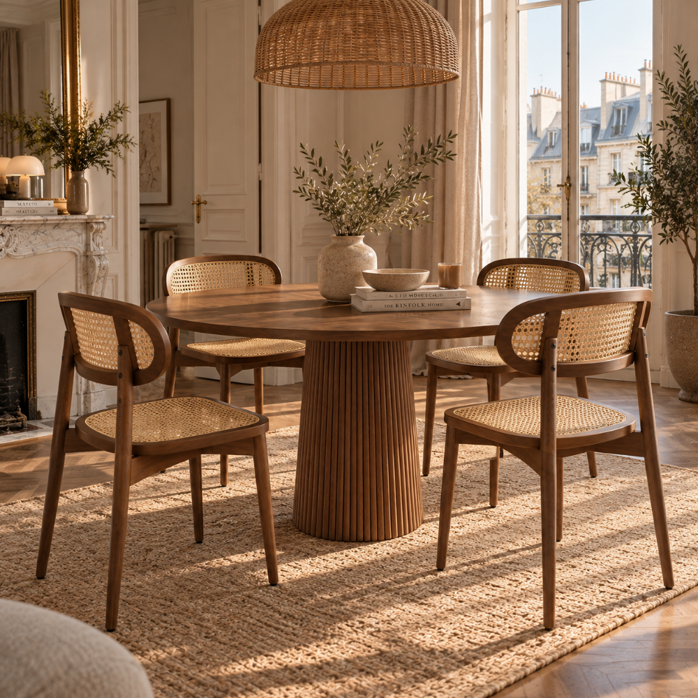 Chaises en rotin synthétique et bois massif, kaki foncé – vue 5