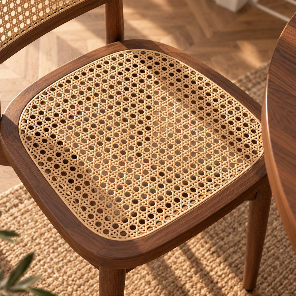 Chaises en rotin synthétique et bois massif, kaki foncé – vue 7