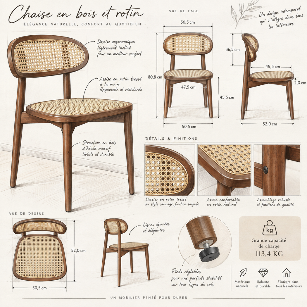 Chaises en rotin synthétique et bois massif, kaki foncé – vue 8