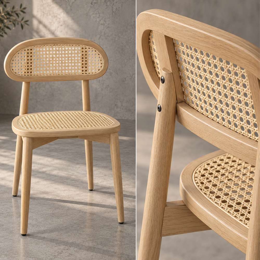 Chaises en rotin synthétique et bois massif, sable – vue 2