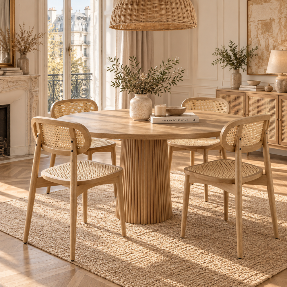 Chaises en rotin synthétique et bois massif, sable – vue 4