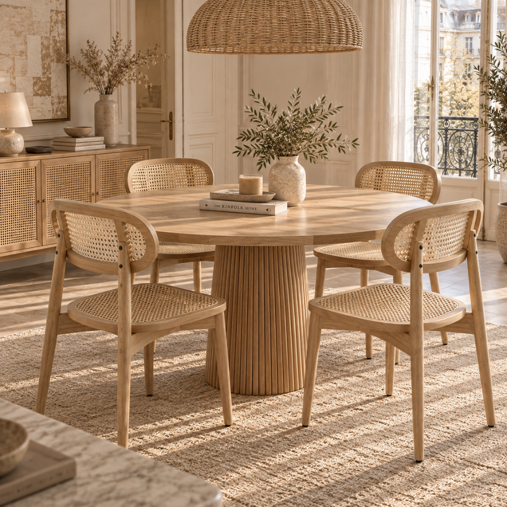 Chaises en rotin synthétique et bois massif, sable – vue 5