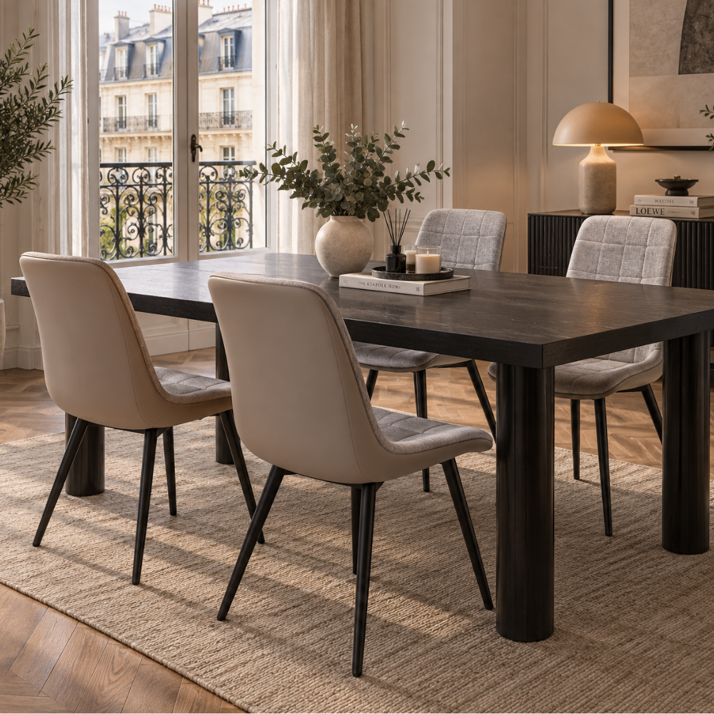 Chaises de salle à manger scandinaves gris clair et gris beige – vue 4