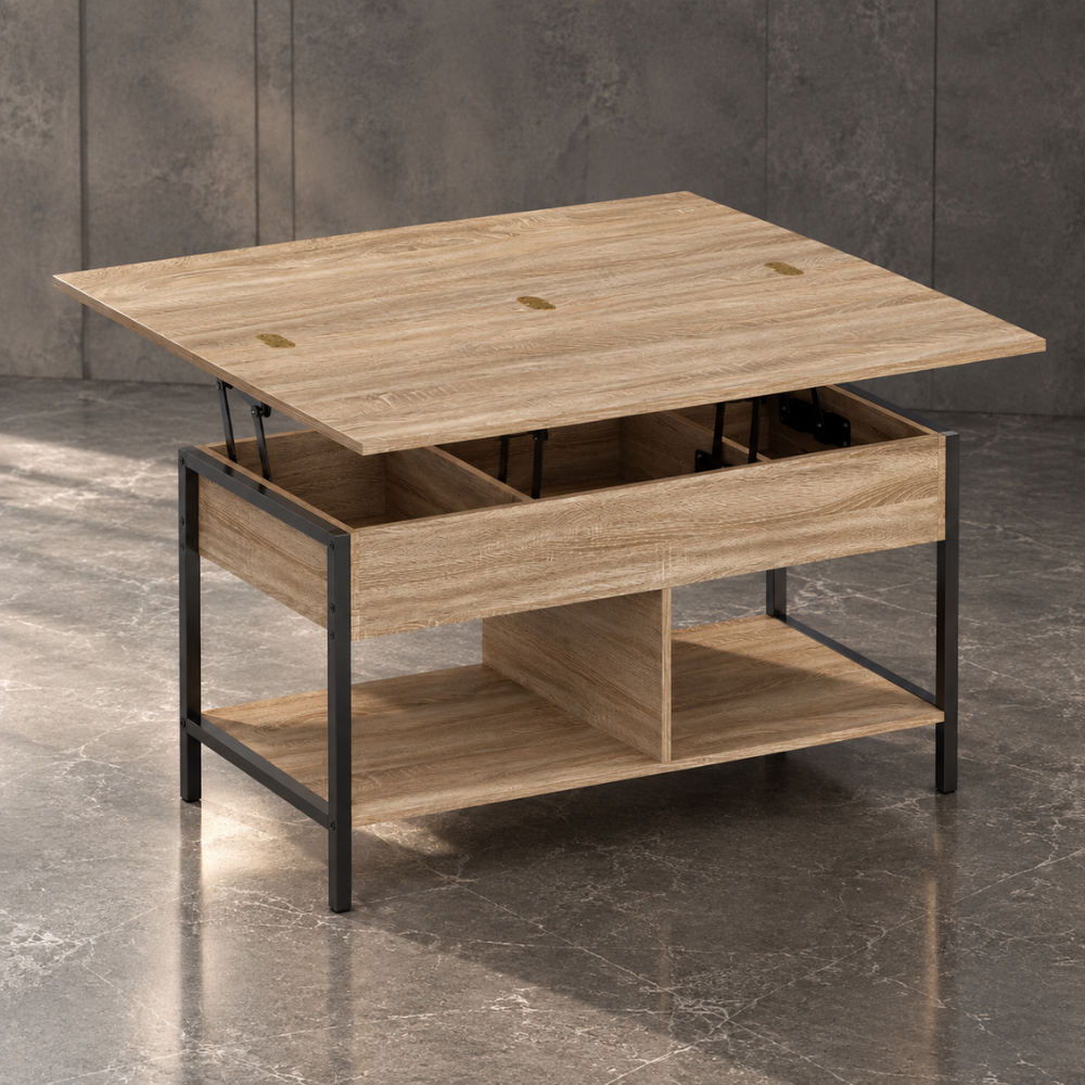 Table basse relevable et extensible bois naturel