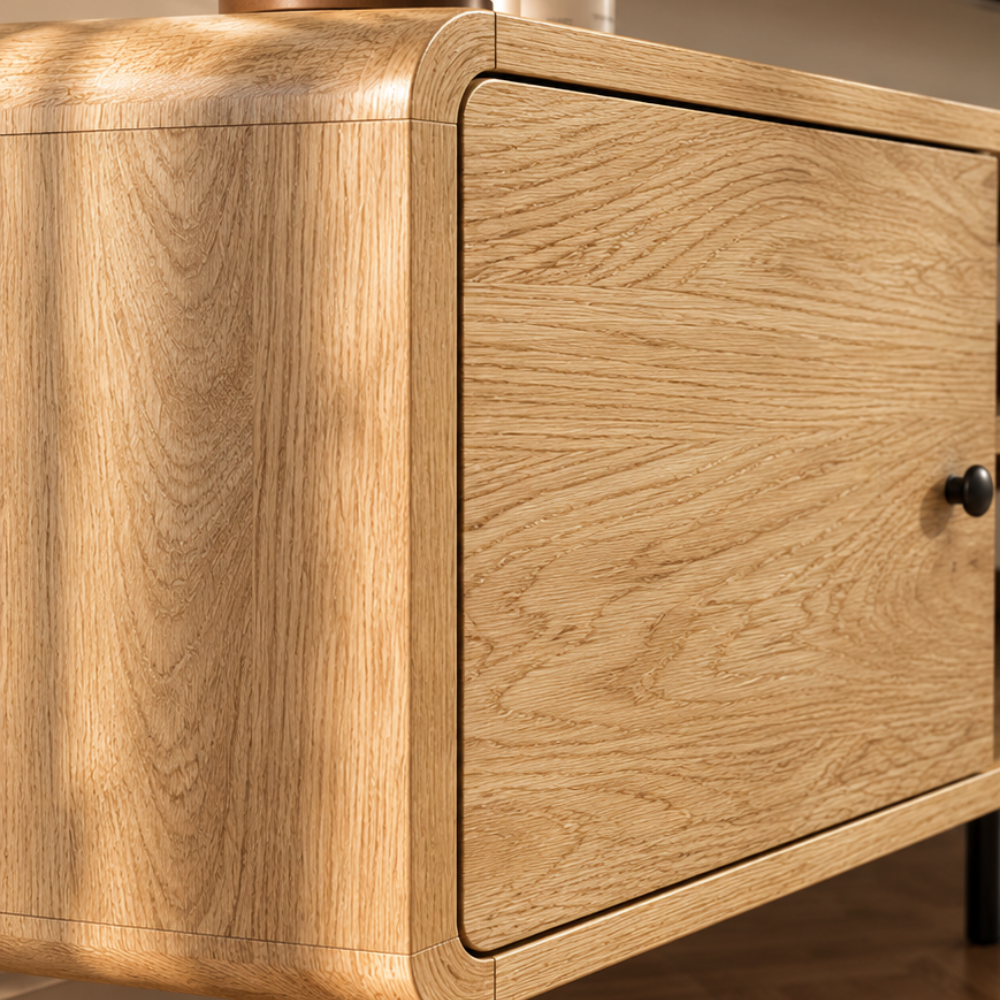 Meuble TV effet chêne et noir 120 cm, 2 portes – vue 4
