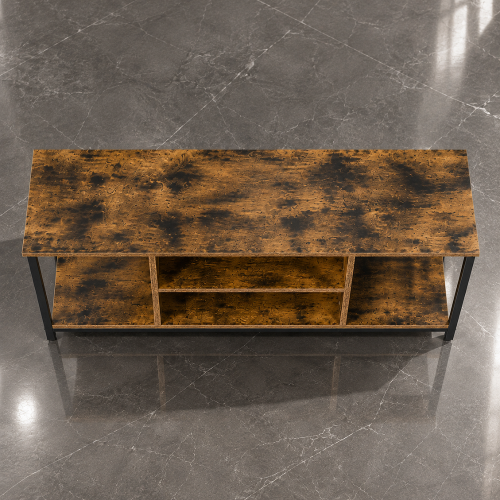 Meuble TV industriel brun rustique et noir 110 cm – vue 2
