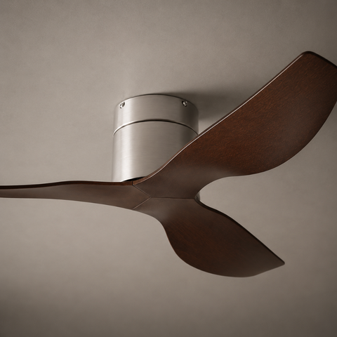 Ventilateur de Plafond – Argent & ABS Bois Foncé