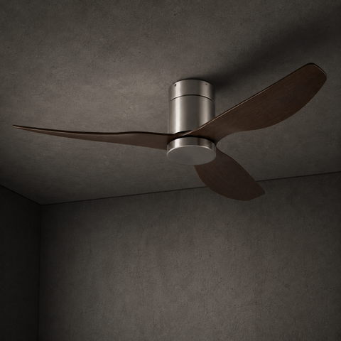 Ventilateur de Plafond LED intégrée– Argent & ABS Bois Foncé