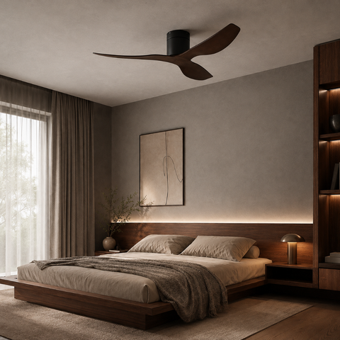 Ventilateur de Plafond – Noir & ABS Bois Foncé