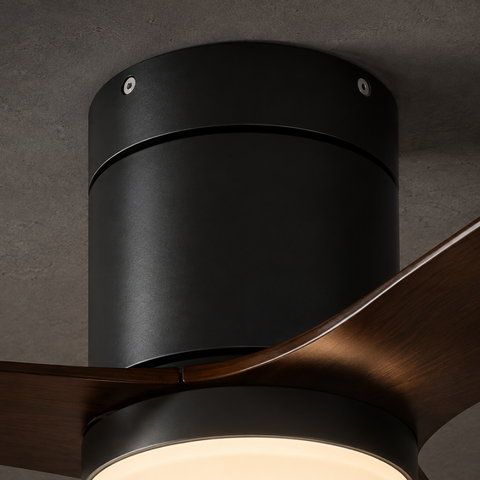 Ventilateur de Plafond – Noir & ABS Bois Foncé (Nuance 2)