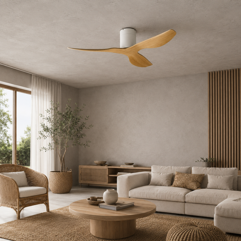 Ventilateur de Plafond – Blanc & ABS Bois Clair
