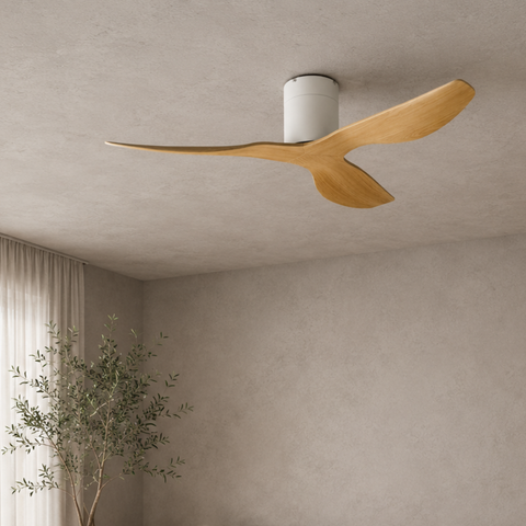 Ventilateur de Plafond – Blanc & ABS Bois Clair