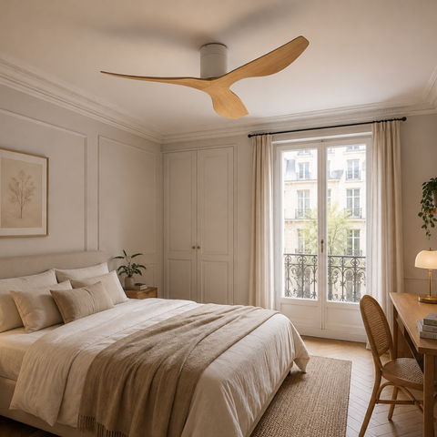 Ventilateur de Plafond – Blanc & ABS Bois Clair