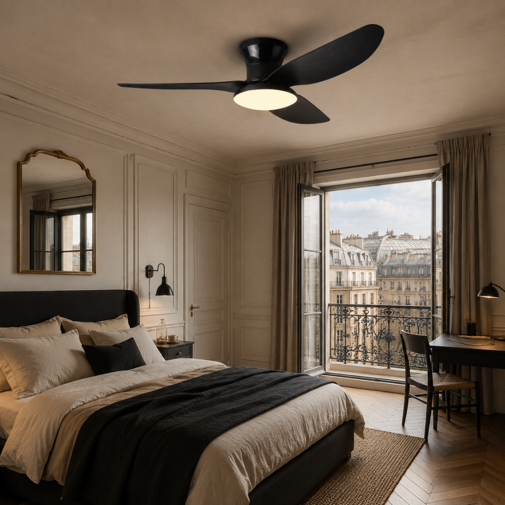 Plafonnier ventilateur LED noir – vue 2