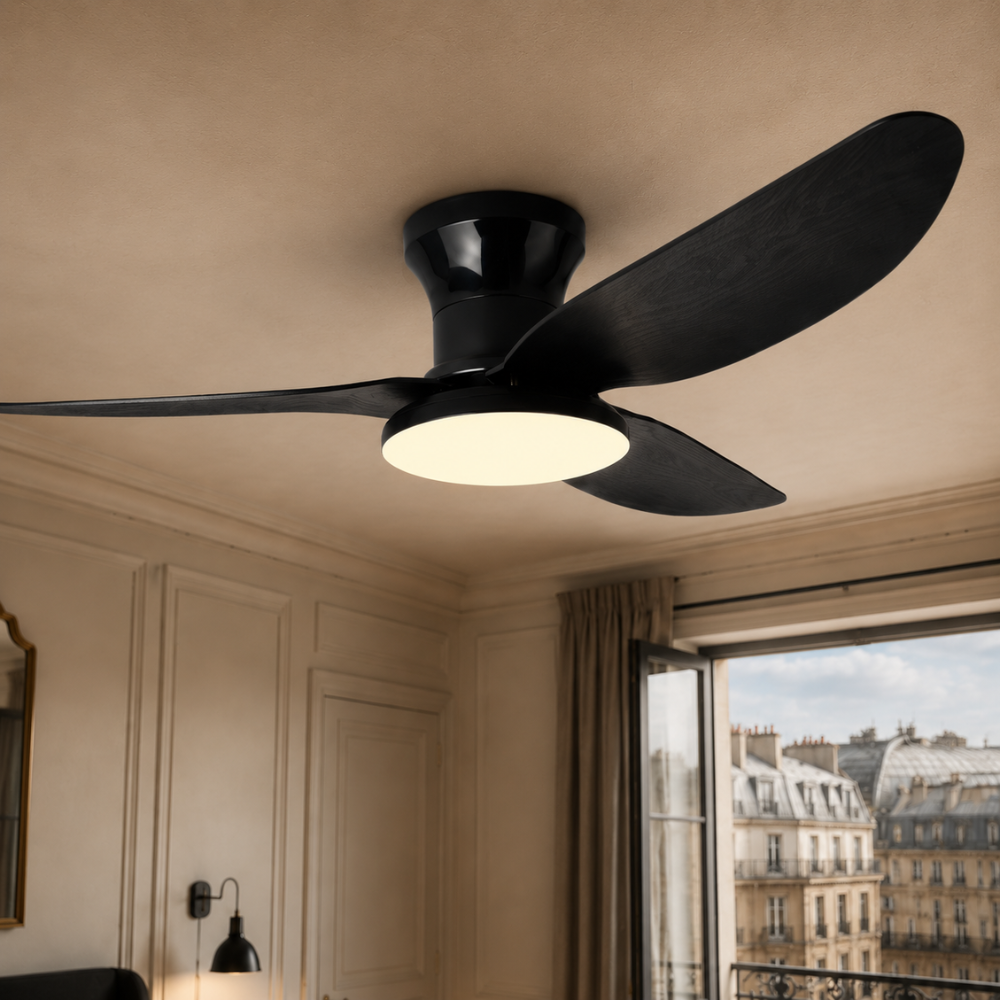 Plafonnier ventilateur LED noir – vue 3